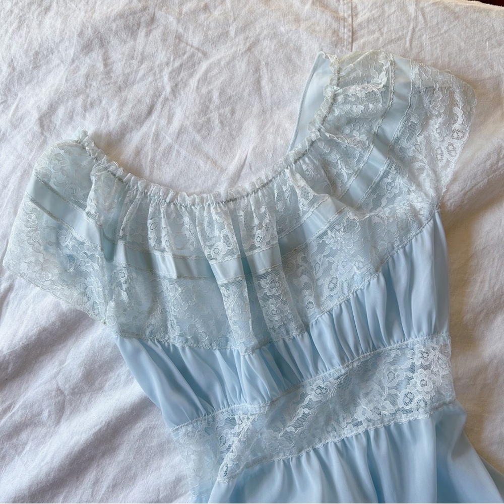 Vintage 1960’s Coquette Slip Dress Powder Blue S